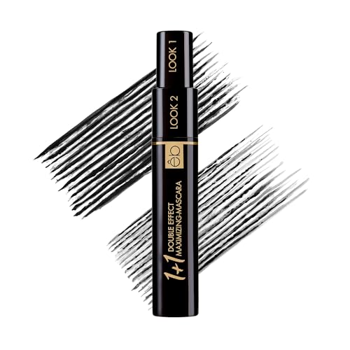 ?b ?tre belle Cosmetics 1+1 Double Effect Mascara for Women, 2 in 1 Long Lasting Mascara for Volumizing, Lengthening & Curling, Formula with Keratin, Intense Black Color, Easy Removal