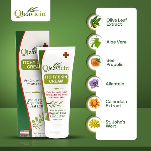 Oleavicin Extra Strength Anti-Itch Cream (3 Pack) for Dry, Itchy Skin Relief ? Natural Fungal & Rash Treatment with Olive Leaf Extract ? Fast-Acting, Long-Lasting Itch Relief