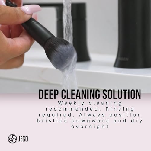 JEGO Makeup Brush + Sponge Cleaner Solution - Ideal for Removing Makeup, Dirt, & Oil - Make Up Brush Cleanser - Hypoallergenic & Plant-Based Solution - 32 Oz