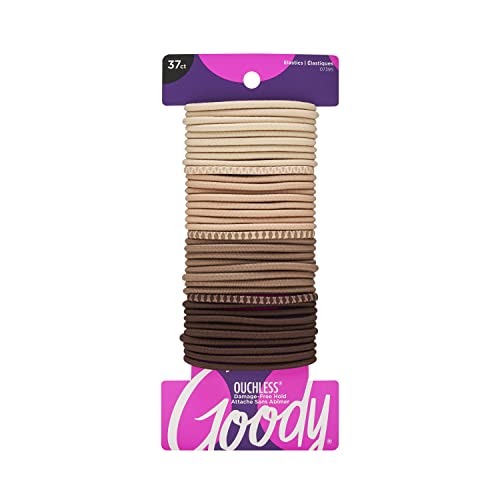 Goody Ouchless Hair Elastics ? No Pull, No Breakage, Tangle-Free Hold for Thick, Curly, Coily & Textured Hair ? 37 Count, Blonde, Long-Lasting Ponytail Holders for Women & Men