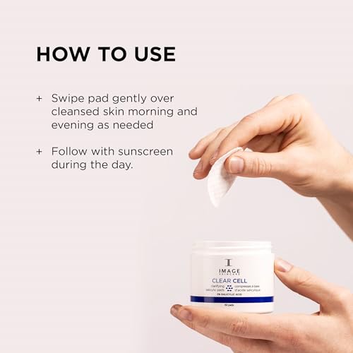 IMAGE Skincare, CLEAR CELL Salicylic Clarifying Pads, Exfoliating Wipes to Clarify Pores for Oily Prone Skin, 60 Pads