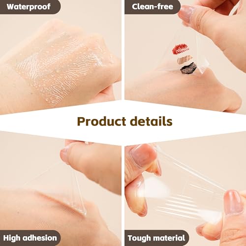 300 Pieces Makeup Hand Palette Single Use Makeup Mixing Palette, Transparent Waterproof Makeup Palettes Cosmetic Makeup Palette, Adhesive Artist Cosmetic Makeup Palette for Makeup Artist (transparent)