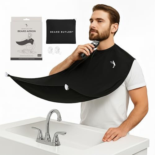 Beard Butler¢ç 'The Original' Beard Bib Apron ? Beard Hair Catcher for Men ? Grooming & Shaving Apron with Strong Suction Cups ? Beard Gift for Husband, Boyfriend ? Includes Travel Case
