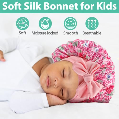 4PCS Baby Satin Bonnet,Silk Bonnet for Kids,Kid Hair Bonnets for Sleeping,Kids Satin Bonnets for Girls Boys Toddler