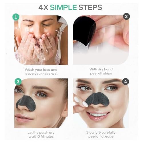 LivaClean (102 Strips Charcoal Blackhead Remover Pore Strips for Face Nose Pores, Blackheads Removal, Blackheads Removers, Blackhead Remover Strip