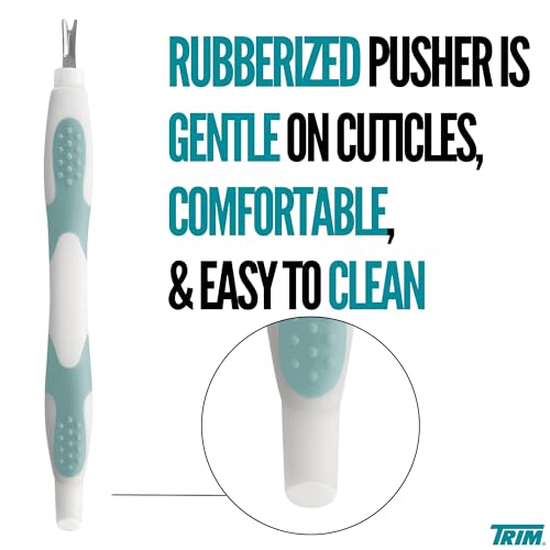 Trim Easy Hold Sure Grip Implements Cuticle Remover/Pusher, Dual Ended, Non Slip, Maximum Grip, V Tip, Cuticle Trimmer, Tool For Manicure & Pedicures, Ergonomic Design, Nail Care Essential (Pack of 2)