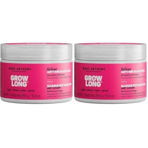 Marc Anthony Deep Conditioning Hair Mask for Dry & Damaged Hair, Grow Long Biotin - Argan Oil, Caffeine & Keratin Anti-Frizz Leave-In Repair Treatment For Split Ends & Breakage,(Pack of 2)