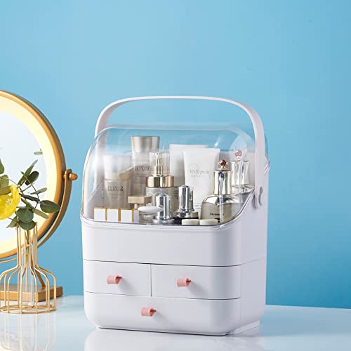 SUNFICON Makeup Organizer Holder Cosmetic Storage Box with Makeup Tray Organizer Set