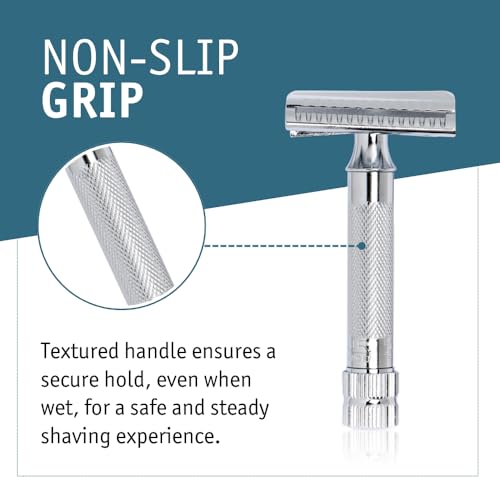 MERKUR 37C Double Edge Safety Razor | Slant Bar Design - Standard Handle | Made in Germany | Plastic-Free | Two Piece Design