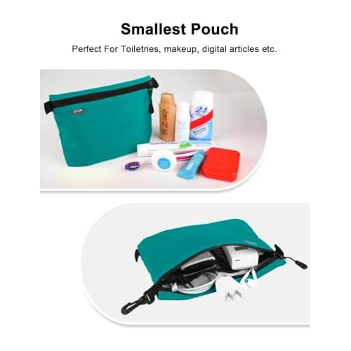 GOX 3 Pack Travel Toiletry Bag for Men Carry On Packing Organizer Zipper Pouch Portable Cosmetic Pouch Accessory Document Electronics (Turquoise)