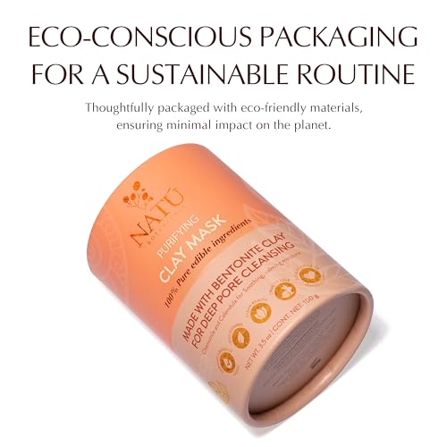 NAT? BOTANICALS Purifying Bentonite Clay Mask ? Clarifying Clay Mask for Face ? Soothing & Softening Hydrating Face Mask for Oily and Combination Skin ? Helps Tighten, Clarify & Refine Skin 3.5oz
