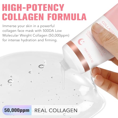 Collagen Night Wrapping Mask, Collagen Face Mask, Collagen Sleeping Mask, Collagen Facial Mask for Elasticity & Hydration, Hydrates and Tightens Skin, Reduces Sagging