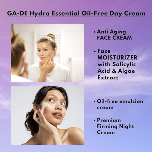 GA-DE Hydra Essential Oil-Free Day Cream - Face Moisturizer with Hydrasalinol, Salicylic Acid, Algae Extract, Vitamin E for Oily Skin - 2.54 oz