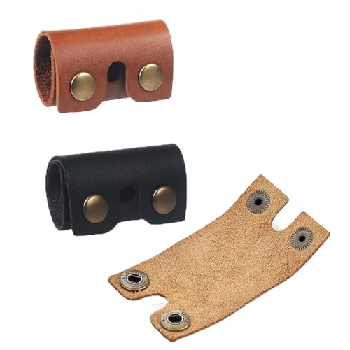 2 Pack Safety Razor Head Protecting Leather Cover Protective Travel Case with Snap Buttons Safety Razor Blade Guard Protector for Double Edge Safety Razor Single Blade Razors