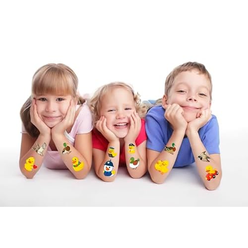 8Sheet - 110PCS Temporary Tattoos ? Cartoon Tattoos Stickers for Birthday Party Favors, Gifts, DIY Decoration & Fun Activities ? Waterproof & Skin-Safe (Duck)