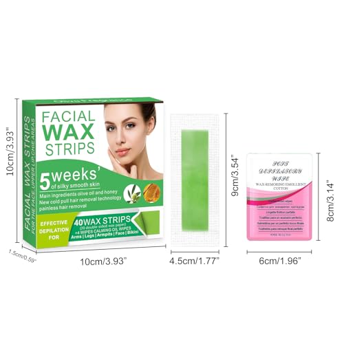 Facial Wax Strips for Women ? 98% Natural Formula, Hypoallergenic for Sensitive Skin ? Face Wax Strip for Hair Removal, Gentle & Quick Eyebrow Wax Strips for Upper Lip, Chin, Legs & Bikini Line