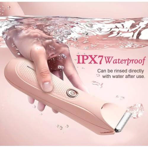 Riokko Bikini Trimmer for Women with LED Light and IPX7 Waterproof Dual Charging, Skin-Safe Cordless Pubic Hair Shaver with Battery Indicator