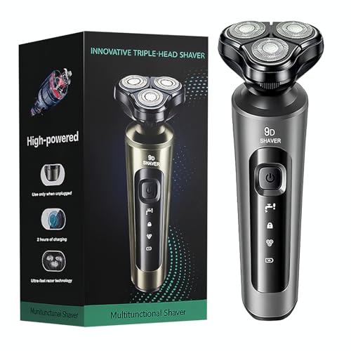 Electric Razor for Men, Rechargeable Rotary Electric Shaver with 3D Floating Heads, Ideal for Travel, Office, and Business Trips (Gray)