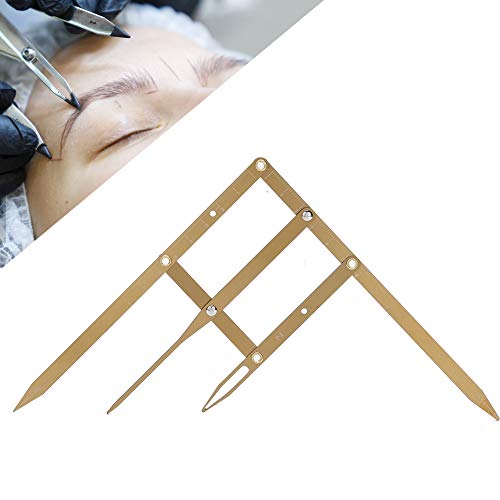 Eyebrow Ruler, Microblading Tattoo Eyebrow Ruler Positioning Measurement Tattoo Calipers, Eyebrow Measure Tool Golden Ratio Makeup Symmetrical Tool Accessory(gold)