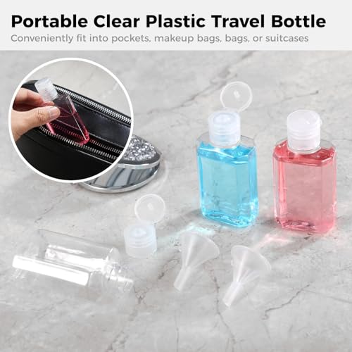Lnrueg 100 Pcs 2 oz Travel Bottles - Hand Sanitizer Bottle Mini Clear Bottles with Flip Caps, Portable Empty Refillable Containers for Shower Gel, Face Creams, Body Lotions