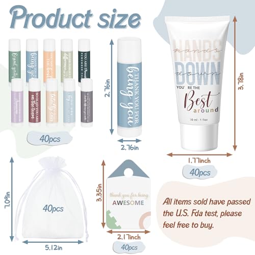 40 Sets Thank You Gifts Bulk for Women Employee Appreciation Gifts Hand Cream and Lip Balm Set Inspirational Hand Lotion for Nurses Office Staff Female Coworker Team Volunteers Guests
