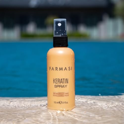 FARMASi Keratin Therapy Hair Care Set: Repairing Shampoo 12.2 fl oz, Hair Mask 6.7 fl oz, Leave-In Serum 1 fl oz, Repair Spray 3.9 fl oz for Dry Damaged Hair, Smoothness & Shine System