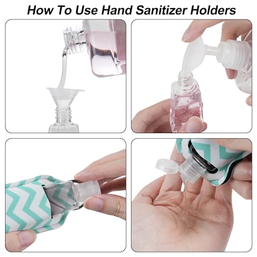 83Pcs Hand Sanitizer Holder Set, 40 Pcs Hand Sanitizer Holder Keychains & 40 Reusable Flip Cap Travel Bottles (30ml/1oz), 3 Funnels, For Travel, Vacation, Camping, Picnic, Party, Home, Office
