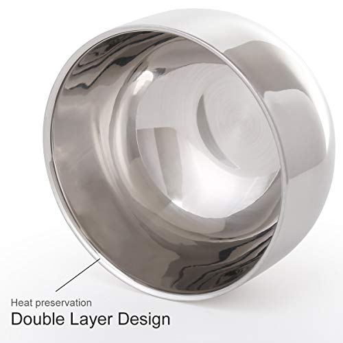 Akstore Men's Durable Shave Soap Cup Stainless Steel Heat Insulation Smooth Shaving Mug Bowl (Medium)