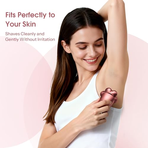 Electric Razors for Women Legs : 5-in-1 Rechargeable Body Shaver, 7D Wet & Dry Bikini Trimmer, IPX7 Waterproof Lady Hair Remover for Face Underarms Pubic, Rose Pink