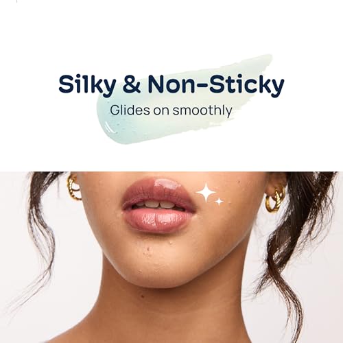 MIXIK Glossy Lip Serum, Ultra-Hydrating Lip Oil with Blue Agave, Olive & Avocado Oils for Soft and Smooth Lips, Long Lasting Moisture without the Sticky Feel (Clear Oasis)