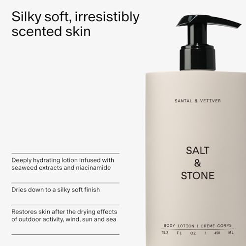 Salt & Stone Body Lotion for Women & Men | Santal & Vetiver | Hydrates, Nourishes & Softens Skin | Restores Dry Skin | Fast-Absorbing | Cruelty-Free & Vegan | 15.2 fl oz