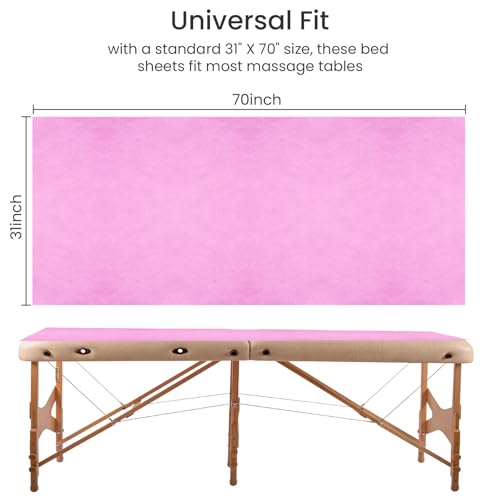 20 PCS Massage Table Sheets Pink - 31'' x 70'' Disposable Bed Covers for Spa and Salon - Soft and Hygienic Disposable Sheets for Professional Use, Ideal for Massage Therapy Tables