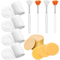 Skyley Esthetician Supplies 4 Pack Facial Headbands Esthetician Makeup Head Wrap 30 Pieces Compressed Facial Sponges, 4 Pieces Face Mask Fan Brushes(Yellow, White, Orange)