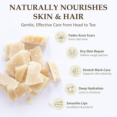 Era of Nature Cocoa Butter Raw ? 100% Pure & Unrefined, Cold-Pressed Cacao ? For DIY Skincare & Haircare ? Deep Hydration for Skin, Hair, Lips ? Stretch Mark & Scar Care ? Natural Chocolate Scent, 8oz