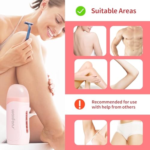 Waxing Kit for Women & Men, Waxfans Honey Roll On Wax Kit for Hair Removal at Home, with 1 Wax Cartridge & 50 waxing Strips, Lasts 4-6 Weeks, All Skin Types.