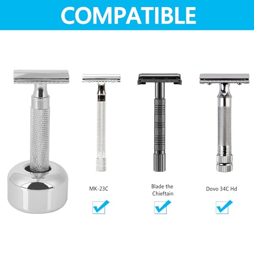 2 Pack Aluminum Alloy Razor Base, Safety Razor Alloy Stand for Bathroom Accessory, Desk Pen Holder Toothbrush Shaving Base