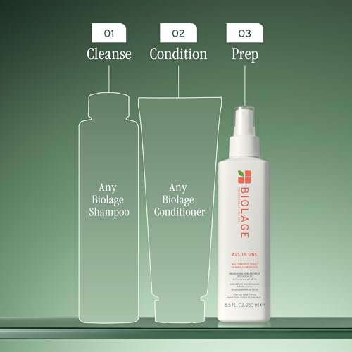 Biolage All-In-One Multi-Benefit Spray - Leave-In Treatment, Heat Protectant, Shine, Frizz Control, For All Hair Types, Coconut Oil, Vegan & Paraben-Free