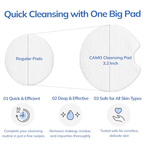 keenoniks One-step Korean Cleansing Pad- Deep Cleans, Smooths & Hydrates Skin in 30 Seconds | Gentle Exfoliating Dual Pads, 3.2 Inch XL Size (70 Pads)