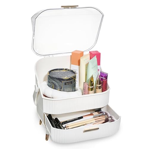 DwellStudio Dustproof Makeup Organizer for Cosmetics and Skincare - Stylish Storage Solution for Your Beauty Essentials