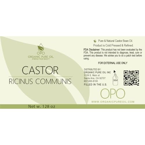 Castor Oil - Pure Refined Natural Cold Pressed Vegan Non GMO Bulk 128 oz - 1 Gallon - Bulk Wholesale Castor Oil for Hair Nails Eyelashes Eyebrows Beard Mustache - Organic Pure Oil