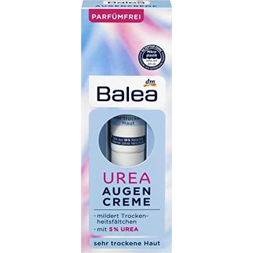 Balea Eye-Contour Cream for Very Dry Skin (5% Urea) - Optimum Hydration, Reduces Dry Lines & Wrinkles- Vegan / Not Tested on Animals - 15ml
