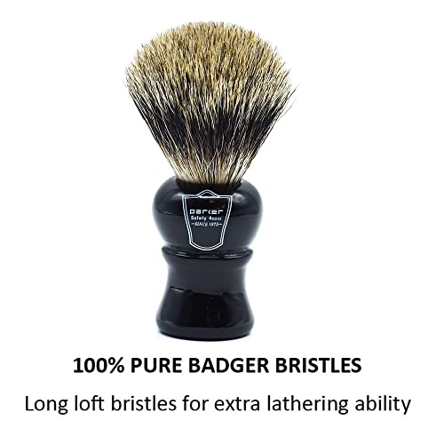 Parker Long-Loft 3-Band Pure Badger Bristle Shaving Brush ? Premium Soft Bristle Brush for Rich Lather with Shaving Soaps & Creams