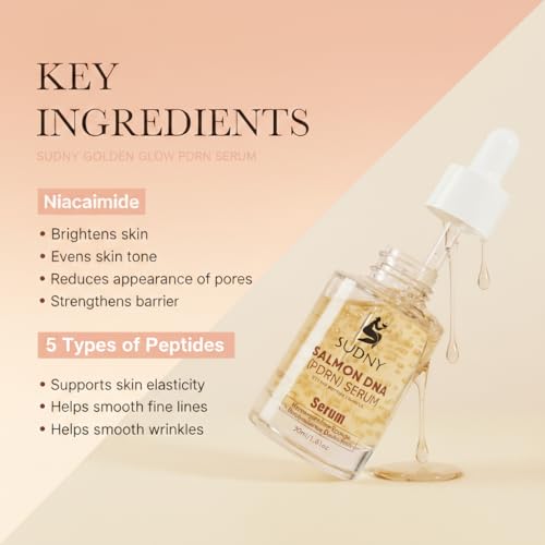 Salmon DNA PDRN Face Serums - Glow Serum with Niacinamide, Hyaluronic Acid, Collagen, Vitamin C & Peptides - Hydrating, Brightening & Firming Serum for Radiant, Smooth & Balanced Skin