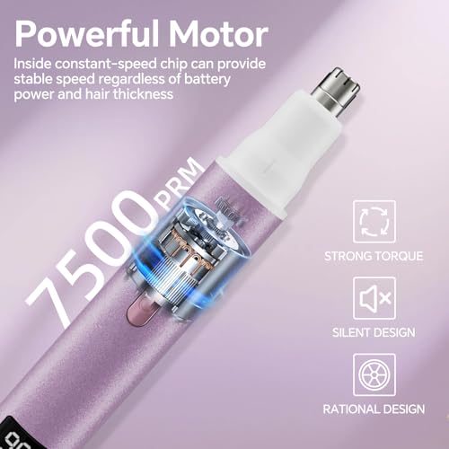 Nose Hair Trimmer for Women, 4-in-1 Electric Eyebrow Trimmer with LED Display, Painless & Waterproof Facial Hair Removal, USB-C Rechargeable Hair Shaver Razor for Nose Ear Eyebrow Peach-Fuzz Lips Chin