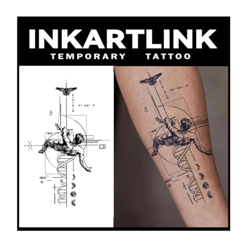 INKARTLINK Tattoo Tech,2 Sheets Extra-Large Semi Permanent Tattoo, Adult Art Design Temporary Tattoos, Lasts 1-2 Weeks, Waterproof, Realistic look, No Adhesive, No reflection (Descending Angel Design?