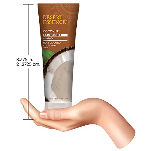 Desert Essence Coconut Conditioner - 8 fl oz - Nourishing for dry hair, smooth frizz and restore moisture and shine with Organic Coconut Oil, Shea Butter, and Sunflower Oil