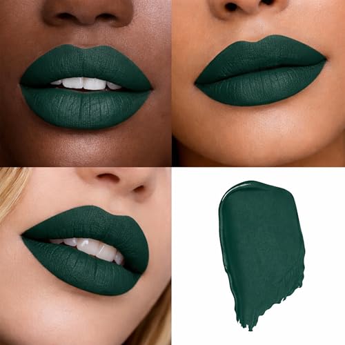 Mynena Deep Forest Green Matte Liquid Lipstick | Long-Lasting Comfort | Smudge-Proof Transfer-Resistant | Full Coverage Non-Drying | Vegan & Cruelty-Free | All-Day Wear Lip Color | Jocelyn