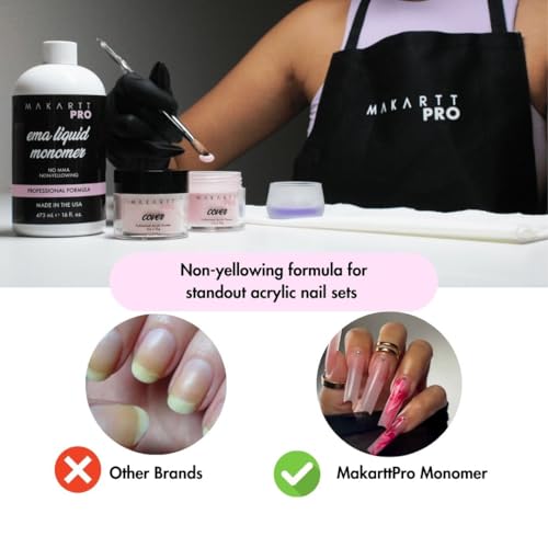 MakarttPro Professional Acrylic Brush Cleaner & Acrylic EMA Monomer for Acrylic Kolinsky Brushes and Nail Art Brushes for Nail Technicians Set