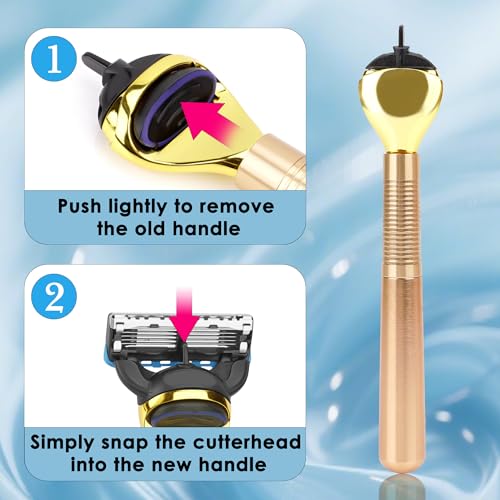 Metal Razor Handle Replacement, Men's Shaving Razor Handle, Shaver Handle Compatible with Gillette Fusion 5 Proshield & Proglide Blade Refill (Gold)
