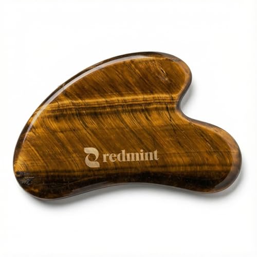 Redmint Tiger Eye Gua Sha Tool for Face | Rooted in Ancient TCM Wisdom | Rediscover Youthful Skin | Facial Massage Tools for Puffiness Reducing, Jawline Sculpting | Face Stone Gua Sha to Lift, Plump